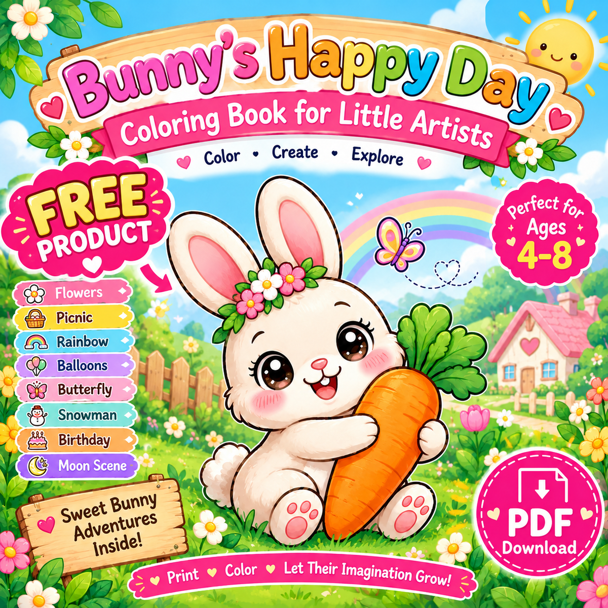 Bunny's Happy Day – Coloring Book for Little Artists