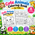 Cute Animals Coloring Book for Kids | 8 Printable Animal Coloring Pages PDF
