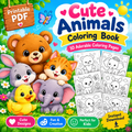 Cute Animals Coloring Book for Kids – 10 Printable Animal Coloring Pages for Toddlers & Preschoolers