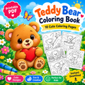 Cute Teddy Bear with Balloons Coloring Page for Kids | Printable PDF | Digital Download