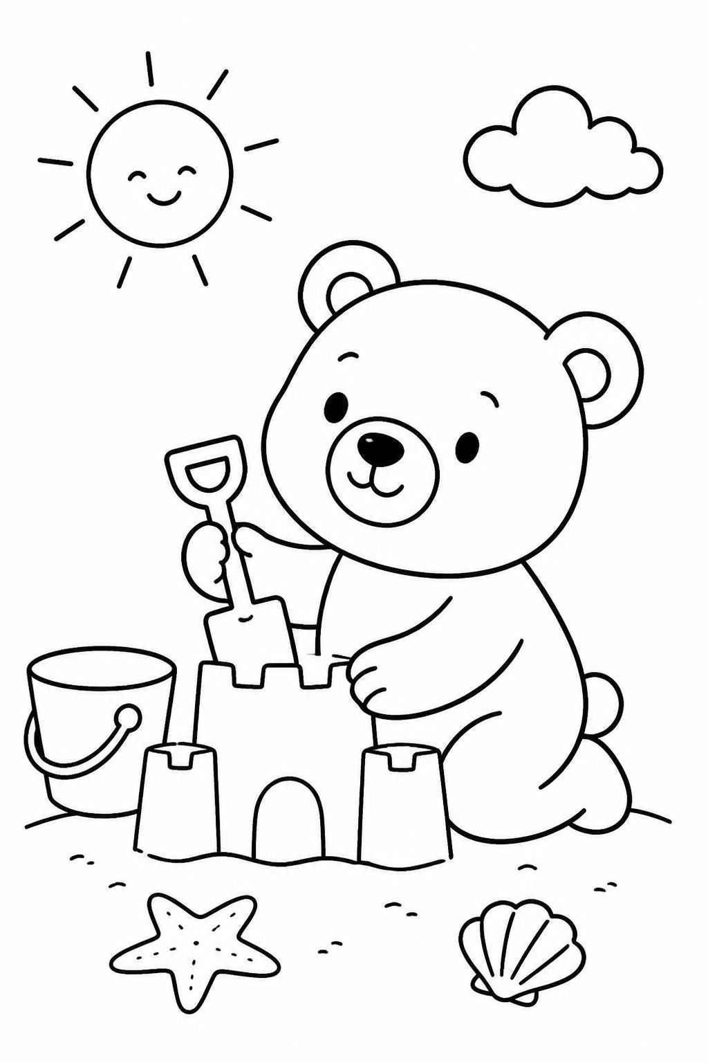 Cute Teddy Bear with Balloons Coloring Page for Kids | Printable PDF | Digital Download