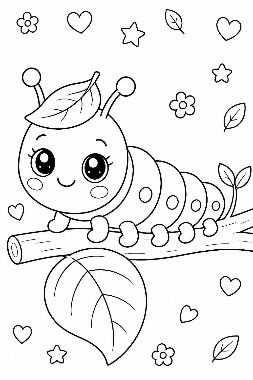 New 2026 Cute Kawaii Bugs & Garden Friends Coloring Book for Kids | 10 Printable Coloring Pages | Ages 3–8