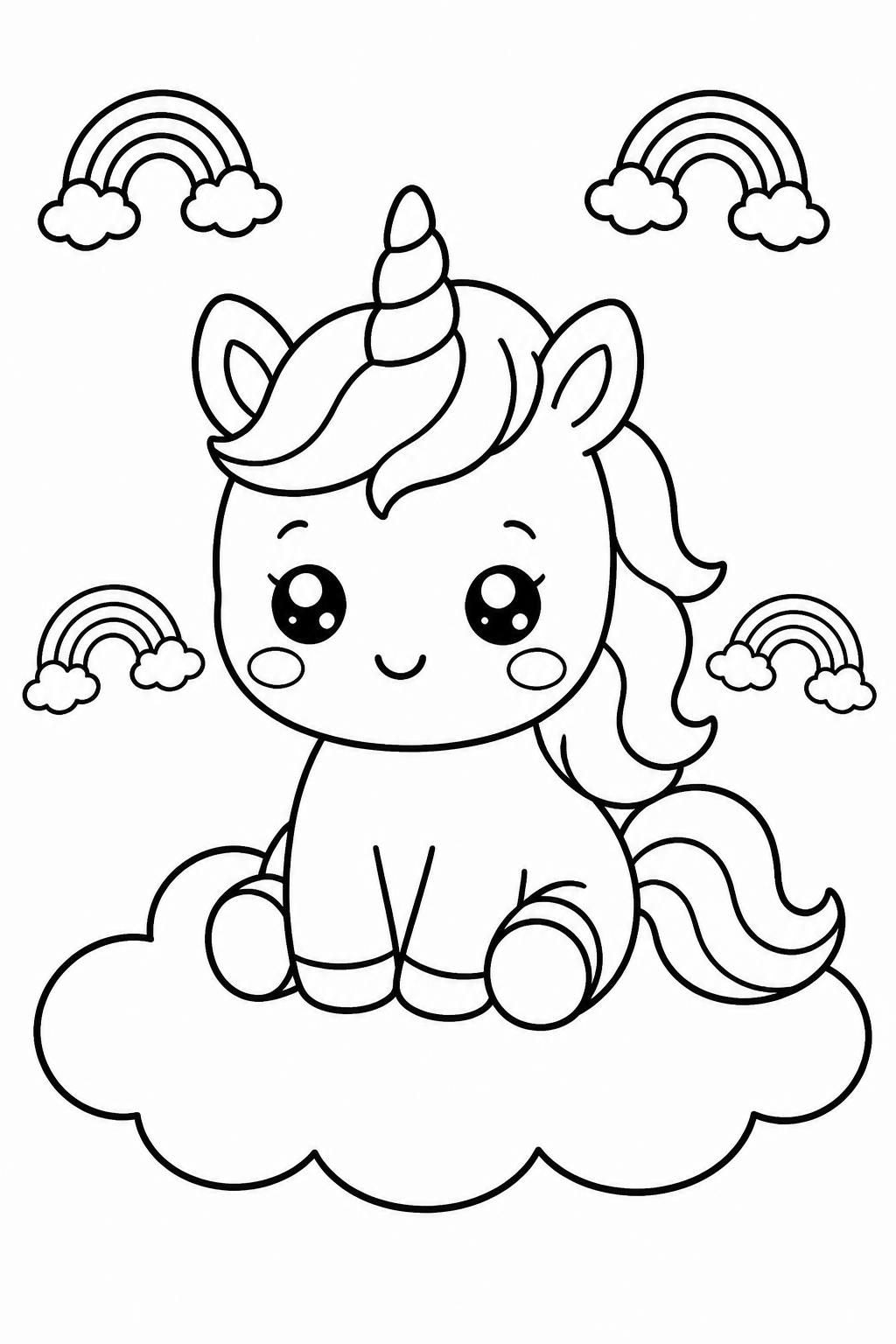 Cute Kawaii Coloring Book for Kids – Adorable Animals, Unicorns, Cupcakes & Sunshine | Printable PDF Coloring Pages